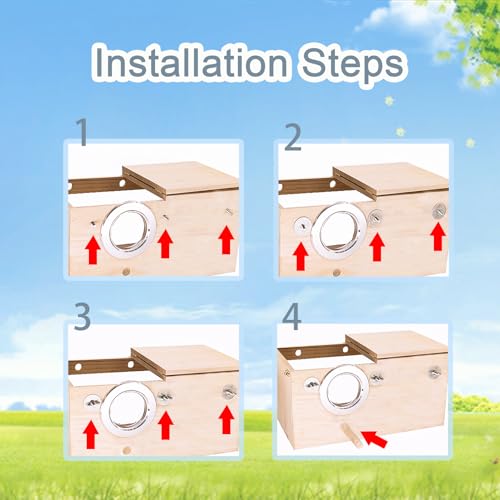 Tfwadmx Parakeet Nesting Box, Transparent Bird Nest Breeding Box, Wood Parrot Nest Box with Perch Bird Cage House for Cockatiel Lovebirds Budagie Canary Finch(L) - color: L