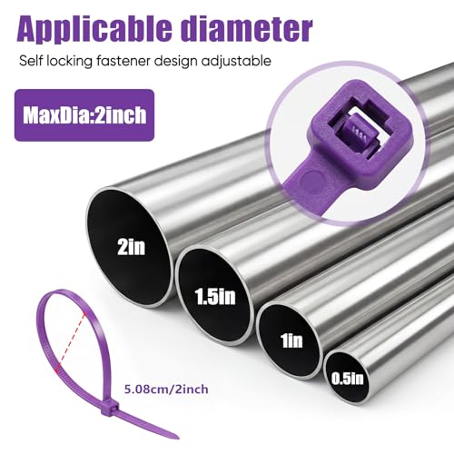 Zip Ties, 500pcs Purple Zip Ties 8 Inch, Plastic Ties Small Zipties Cable Tie Wraps, Multi-Purpose Cable Management Ties, Self-Locking Ziptie for Office and Home(Can bear 30lb) - color: Purple, size: 8" (500 Pack)