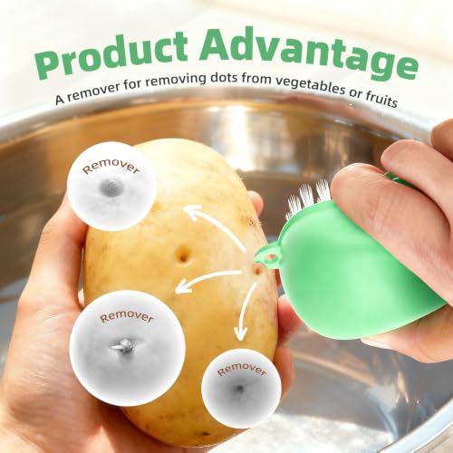 CLEANGOR Vegetable Brush, Black Stiff Bristles Brush & White Soft Bristles | Dishwasher Safe Ear-Hanging Veggie & Fruit Cleaning Brush for Potato, Mushroom, Carrot, Lemon, Egg