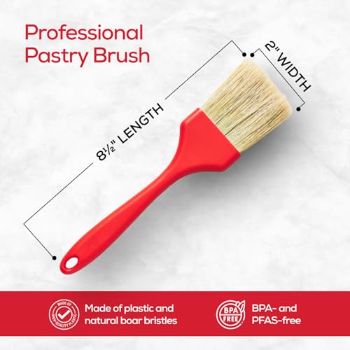 King Arthur Baking Company Professional Pastry Brush, Natural Boar Bristles, 2-Inch, For Butter, Egg Wash, Glaze And Baking Prep - size: 2-Inch