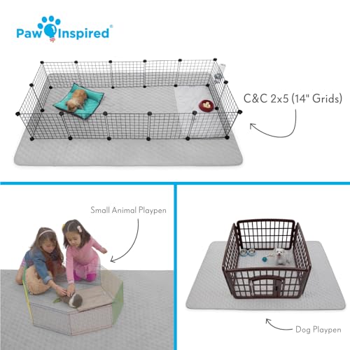 Paw Inspired 80x50 Inch Playpen Mat, Fleece Cage Liner, Light Gray | Super Absorbent, Waterproof Non-Slip Bottom, Play Pen Pad for Dogs, Rabbits, Guinea Pigs, Hamsters, Small Animals, Pets - color: Light Gray