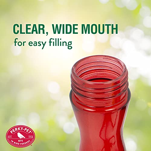 Perky-Pet 203CPBR Pinch-Waist Red Glass Hummingbird Feeder with Perches, Built-in Ant Moat and Bee Guards - Outdoor Garden Decor, Unique Gifts