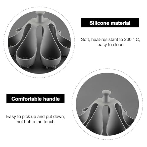 Eggs Boiler Rack, 6-Slots Silicone Egg Cooker with Anti-Scald Handle, Poached Egg Maker for Making Soft or Hard Boiled Eggs