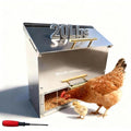Stainless Steel Poultry Feeder 20Lbs - Manual Feed Quantity Control & Wall Mount Gravity Feeder with Push Pull Lid - Food Dispenser for Chickens Ducks Geese