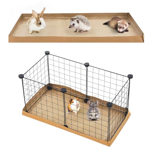 12 Pcs 49.2" x 25.6" Disposable Guinea Pig Cage Liners 4 x 2 ft Cage Disposable Bottom Waterproof Kraft Paper Liner Bag for Guinea Pigs Bedding Small Animal Pet Supplies