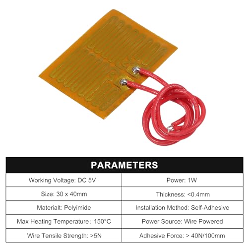 6pcs Film Heater Plate Adhesive Pad 5V 1W 30mmx40mm PI Heating Elements Film Strip Heater Adhesive Polyimide Heater Plate - size: 30mmx40mm