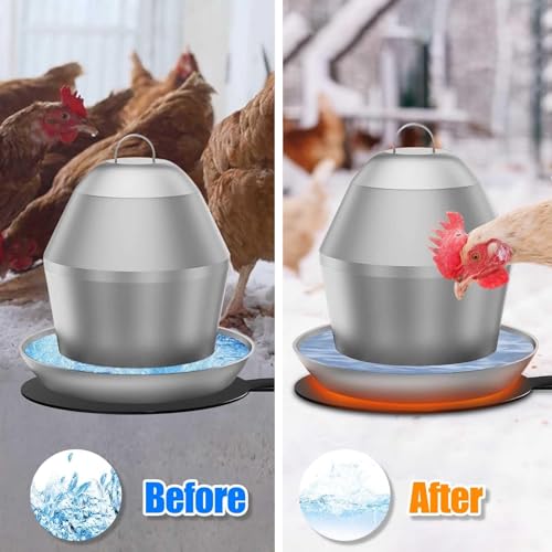 Heated Chicken Waterer Base, 6" Energy Saving Poultry Water Heater for Winter - Prevents Freezing for 1 to 5 Gallon Buckets, for Ducks, Geese, Turkeys, Chickens,1 PC