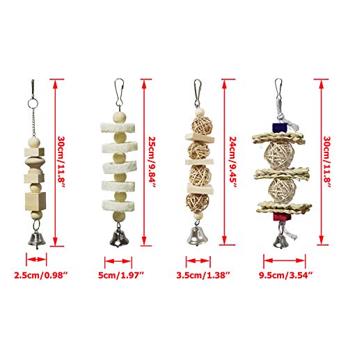 BWOGUE 7 Pack Bird & Parrot Toys, Bird Cage Toys for Conures, Wood Chew Set | Natural Wood, Bird Toys & Conure Toys, Climbing & Hanging Play, Hammock Rest, Corn Leaves & Luffa, Parakeets & Cockatiels
