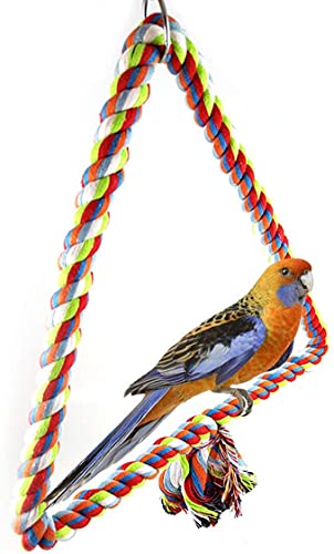 Litewoo Triangle Bird Swing Toy Cotton Rope Perches for Parrot Budgie Parakeet Cockatiel Conure Finch Lovebird - color: Small
