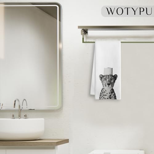 Leopard Gift Hand Towels for Bathroom, Cheetah Bathroom Decor, Trendy Cheetah Print Decorative Hand Towels for Guest Washroom Power Room Vanity Half Bath, 16x24 Inch - color: Leopard