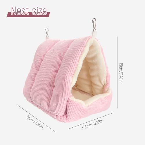 Bird Nest, Winter Warm Bird House and Bird Bed for Cage with Soft Plush Hanging Hammock & Hut Tent, Hideaway Sleeping Nest for Budgies, Parakeets, Cockatiels (Rose) - color: Rose