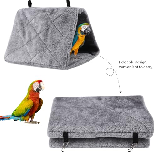 Warm Bird Nest House, Bed for Cage Accessories, Parakeet Toy Hammock | Plush Parrot Hanging Hut Tent for Conure Cockatiel Lovebird Cockatoo (M, 9.4*5.9*7.08in)