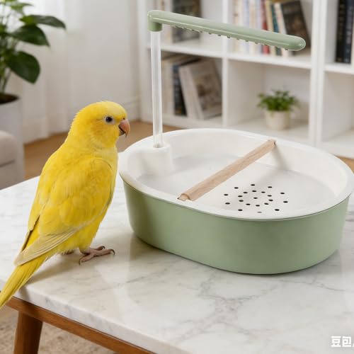 DECHOUS Parrot Automatic Bath, Circulating Water Birds Shower Bathtub with USB Powered - Cage Indoor Parakeet Bath Tub Fountain for Cockatiels Conures Lovebirds