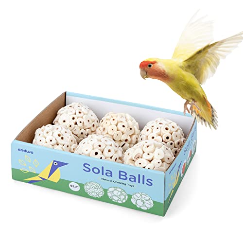 andwe Bird Toy Sola Ball Chew Shredding Toy, Pack of 6 | Fun & Easy to Shred, Natural Soft Foraging Ball For Cockatiel Conure Quaker Parrot Budgie Parakeet - size: Style 1 (Pack of 6)