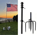 10ft Black Flag Poles in Ground for Outside, Flagpole Stand for House Ground with 5 Pronges Base - size: 10FT