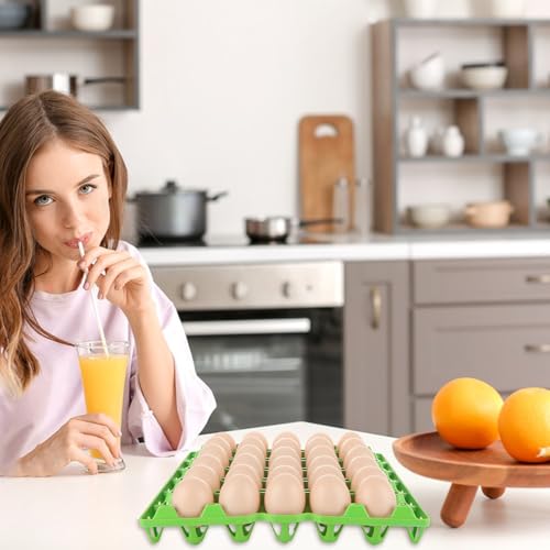 DAJAVE 12 Pack Plastic Egg Tray, Egg Crates 30-Eggs Flats for Home Chicken Farmers, Stackable Eggs Cartons Flats for Packing, Storage, Shipping Fresh (Green) - color: Green