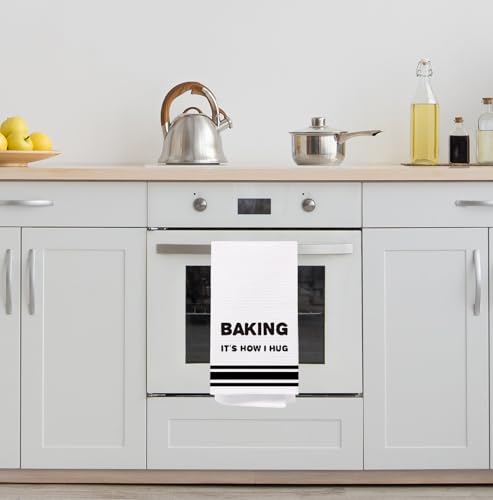 Black and White Baking It’s How I Hug Kitchen Towels, Funny Baking Quote Decorative Dish Towels, Farmhouse Kitchen Decor Tea Towels, Soft Absorbent Dishcloth for Bakers, Cooking Lovers Gift - color: Funny-black and White