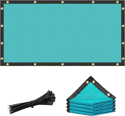 Amgo 3' x 6' Turquoise Custom Size Shade Cloth with Grommets - 90% Sunblock, Durable Mesh Fabric Tarp for Dog Kennel Cover, Fence Privacy Screen, Greenhouse, Chicken Coop & Pet Playpen.