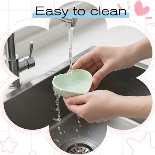2 PCS Hamster Ceramic Food Bowl, Heart Hamsters Food Water Dish Anti-Turning, Ceramic Pet Bowls for Guinea Pig Gerbil Hedgehog Rat Rodent Bunny Parrots (Green, Blue)