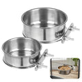 Pet Cage Bowls, 2 Pack Stainless Steel Pet Hanging Bowl, Bird Food Water Bowl for Cage, Crate Dog Bowl, Parrot Feeding Cups for Chinchilla Finches Puppy Cat Rabbit Guinea Pig