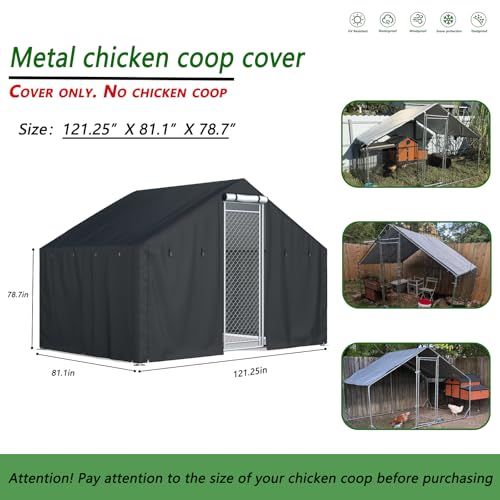Chicken coop Cover, Waterproof in Winter. Suitable for Rooftop Chicken coops, Full Coverage. Black (No Chicken coop - size: 118.0"L x 78.0"W x 78.0"H