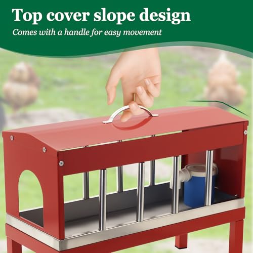 Automatic Chicken Waterer Stainless Steel with Stand Pigeon, Duck, Goose | Adjustable water level float valve system, 11 water holes, Gravity-fed, Removable top dust cover, Garden Hose & quick connect
