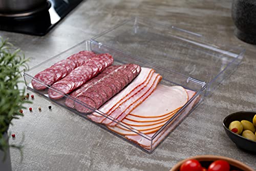 Pikanty Large Deli Meat Container for Refrigerator — Holds 3 Packs of Bacon, Cold Cuts, Sliced Cheese, Ham, Turkey or Salami, Airtight Hinged Lid, Dishwasher and Freezer Safe, Made in USA - style: Deli Keeper