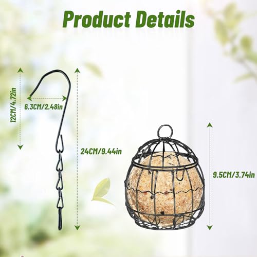 8 Pcs Suet Bird Feeders for Outside Hanging, Metal Wild Bird Feeders | Suet Ball Feeder for Outdoors with Hooks, Weatherproof, for Garden Yard Patio Outside Decoration, Easy to Clean & Hang,Black - color: Black-8pcs