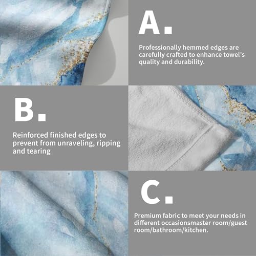 Giwawa Blue Marble Hand Towels for Bathroom Abstract Modern Kitchen Towel Blue Gold Decorative Fingertip Towels for Home Bathroom Kitchen Hotel Spa 14 x 28 Inch, Set of 2 - color: Blue Marble