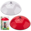 2 Pcs 10 Inch Squirrel Baffles Plastic Bird Feeders Protective Cover Dome Rain Proof with Hooks for Hanging Bird Seed Covers Rain Guards(Clear, Red) - color: Clear, Red