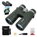 WOLFHUNT 12x42 10x42 Optics Binoculars, IPX7 High Power Bino, BAK-4 Prism FMC Lens, Waterproof, Nitrogen-Filled Fogproof Binoculars for Bird Watching, Hunting, Travel (OD Green, 10x) - color: OD Green, size: 10x