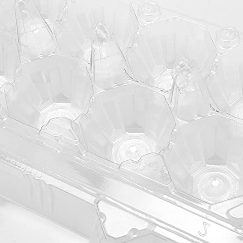 FUNSUEI 50 Pack Plastic Egg Cartons Bulk, 12 Egg Reusable Egg Cartons, Empty 1 Dozen Chicken Egg Tray Holders Clear Refrigerator Eggs Cartons Bulk for Storing, Gifting, Selling, Displaying