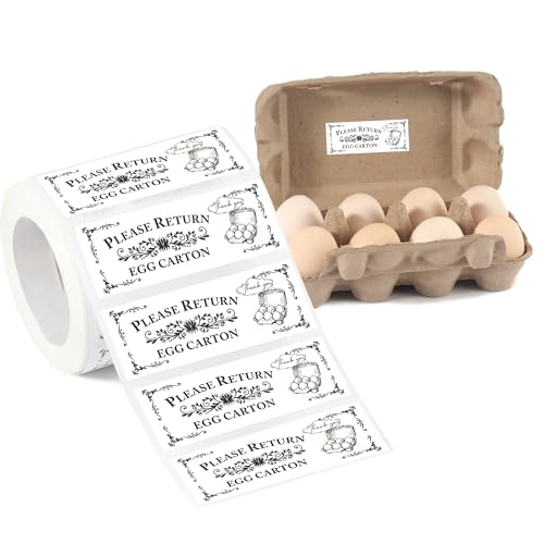 500 Pcs Please Return Egg cartons Stickers 1*2.64" Self-Adhesive Waterproof | Egg cartons Labels for Eggs Packaging Chicken Containers & Farmers Market Supplies - style: Return Egg cartons Stickers
