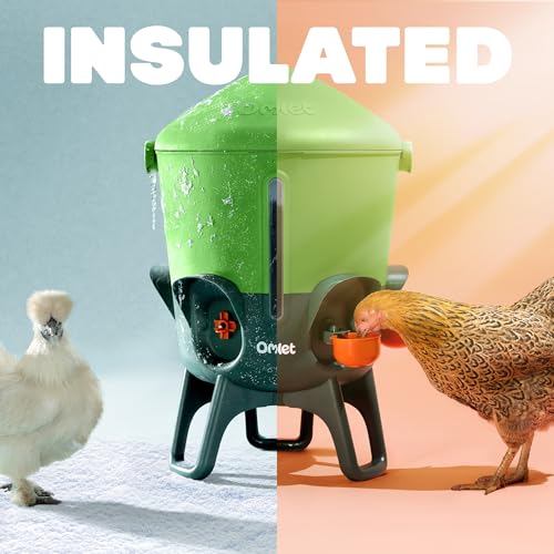 Omlet Insulated Chicken Waterer, 3 Gallon | Stay-Clean Automatic Water Dispenser for Chickens | BPA-Free | Anti-Roost Domed Lid | Includes 5 Cups & Nipples | Eglu Green - color: Eglu Green, size: 3 Gallon