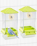 Hamiledyi Bird Feeder for Cage Automatic Parakeet Feeders Seed Container | No Mess Birds Food Catcher Transparent Parrot Cage Accessories for Budgies Cockatoos Finches Lovebirds Canaries 2 Pcs Green - color: Transparent Green - 2 Pcs