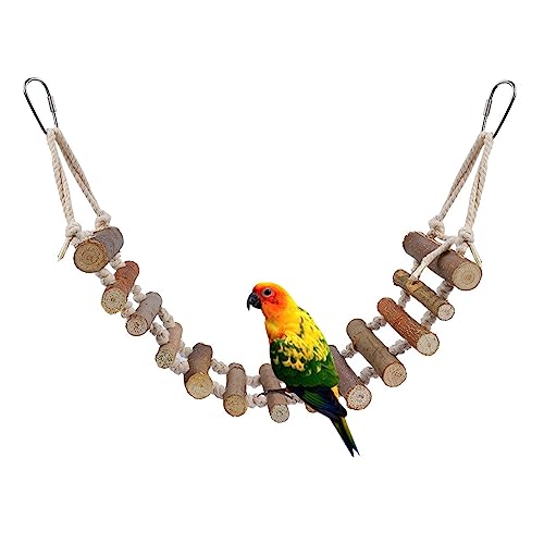 Bird Ladder, Rope Bridge, Rope Ladder, Wood Ladders Swing Toy, Pet Chewing Toys, for Pet Bird, Hamster, Parrots, 24 X 3.9 Inch