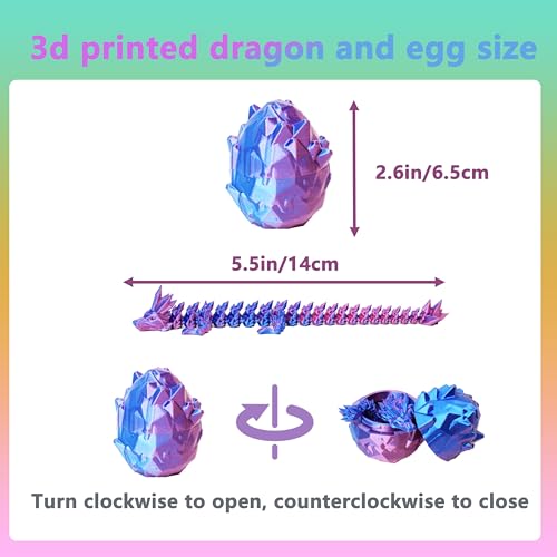 UXBSTM 6 Pack Officially Licensed 3D Printed Dragon with Egg Set, Prefilled Easter Eggs with Toys, Easter Gift & 3D Printed Animals Collection, Easter Basket Essentials, Easter Basket Stuffers - color: 6pcs Set-a