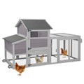 Mobile Chicken Coop with Wheels for 4-6 Chickens, Large Wooden Hen House Duck Cage with Run, Nesting Box, Easy Clean Pull-Out Tray, Waterproof Asphalt Roof - Grey, 78" L x 27.6" W x 45" H - size: 78.0"L x 27.6"W x 45.0"H
