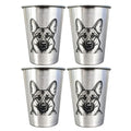 4 Pack 16oz Conical Stainless Steel Cups - Laser Engraved Animals, Stackable Durable Metal Cold Drink Cups for Parties & Outdoor Events (German Shepherd) - color: German Shepherd
