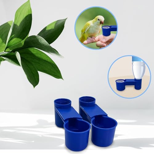 kathson 20 Pcs Bird Drinker Feeder Plastic Soda Pop Water Bottle Cup Ideal for Chicken Pigeons Birds Feeder Trough Animal Feeding Accessories (Blue) - color: Blue