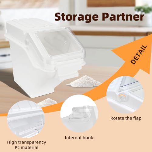 53LB Flour Storage Container With Scoop for Dry Food, Sugar, Baking Supplies,Rice.BPA Free Ingredient Storage Bin，Pet Food Storage Container Dog Cat Birds Food Bin (53 LB) - size: 53 LB