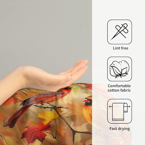 Fall Birds Hand Towels Set of 2, 14x28 Inch Autumn Rustic Maple Leaves Thanksgiving Harvest Decorative Tea Towel Drying Baking Cooking Wash Cloth for Bathroom Kitchen Decor - color: Maple Birds