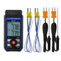 Thermocouple Thermometer Digital K/J Type with 4 K Type Thermocouple, HVAC Thermometer with Alarm & Adj Compensation, Temperature Meter -328°F ~ 2501°F Measuring Range