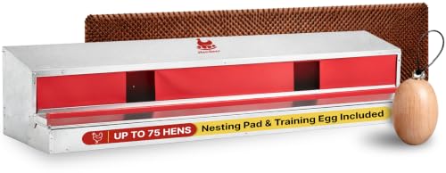 HenGear Nesting Boxes for Chickens, Roll Away Laying Boxes, X Large | Nest Box with Rollout Egg Collection, Nesting Pads for Cleaner Eggs, Reversible Accessories, G90 Galvanized, Up to 75 Hens - size: 75 HENS