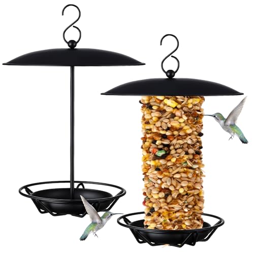 2 Pcs Cylinder Bird Feeder Outdoor Seed Cake Feeder Metal Suet Cake Holder Backyard Wild Bird Feeding Feeders for Outdoors Garden (Black) - color: Black