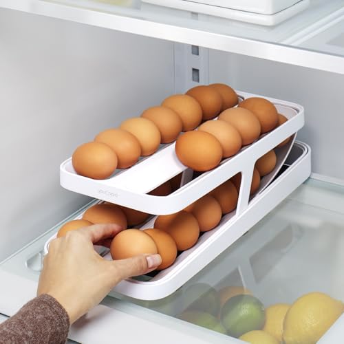 YouCopia RollDown® Egg Dispenser, Rolling Eggs Dispenser and Organizer for Refrigerator Storage, Double Track - size: Egg Dispenser, Double Track