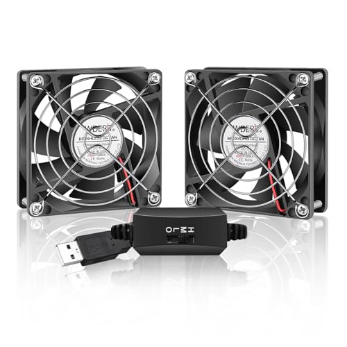Mini 80mm USB Computer PC Case Cooling 5V Powered Fan (Quiet), Cabinet Cooler Fan with Speed Controller（2 in1 Pack） - style: 2 in 1-8025-USB