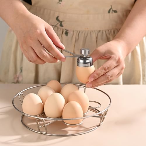 Fox Run Stainless Steel Egg Cracker, Egg Shell Opener for Boiled & Raw Eggs | Long Lasting & Dishwasher Safe Egg Cracker Tool | Easily Open The Shells Of Raw & Hard Boiled Eggs | Egg Breaker Gadget
