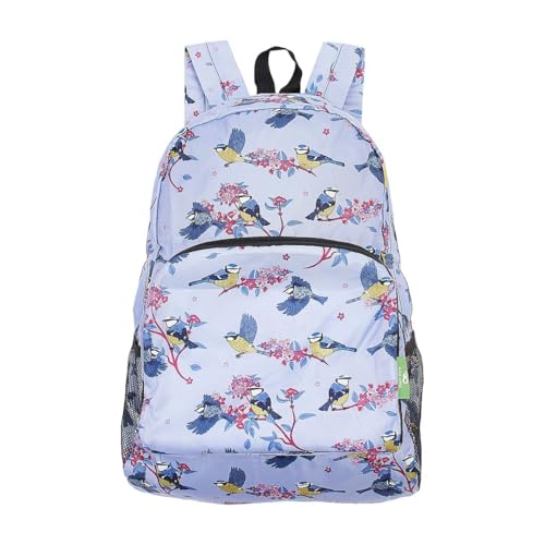 ECO CHIC Hiking Lightweight Packable Backpack - Foldable Daypack for Travel & Hiking & Outdoor Adventures - Waterproof Backpack from Recycled Materials (Blue Tits Lilac) - color: Blue Tits Lilac