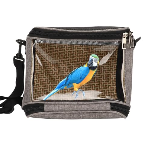 FLEXMAN Bird Carrier Bag, Portable Small Bird Travel Cage, Transparent Lightweight Breathable, Two Way Zipper Parrot Travel Cage with Side Pockets for Parrots, Birds, Hamsters, Small Lizards (Grey) - color: Grey